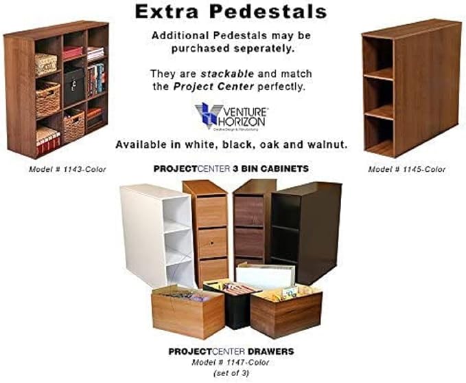 Project Center Desk with Bookcase and 3 Bin Cabinet-Oak - Image 5