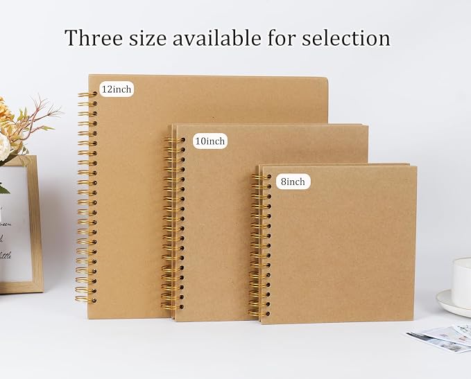 RECUTMS 10 x 10 Inch DIY Scrapbook Album 60 Pages Hardcover Kraft Paper Scrap - Image 6