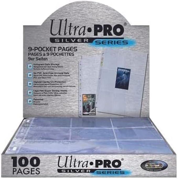 Ultra PRO - 11-Hole Punch 9-Pocket Pages Silver Series, 100 Pages to Store by UltraPro