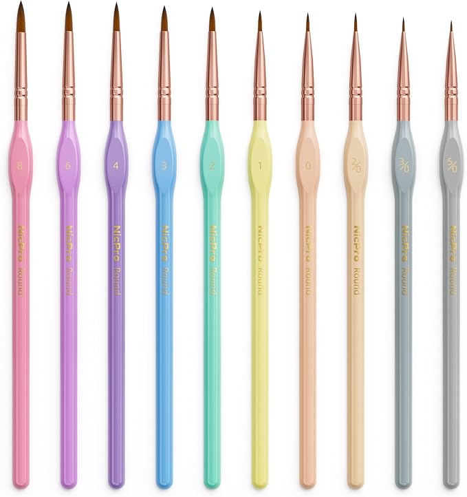 Nicpro 10PCS Micro Fine Detail Paint Brush Set, Aesthetic Pastel Small by Nicpro