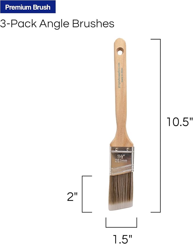 Pro Grade Angled Paint Brushes, 1.5 Inch Paint Brush Set - Image 4