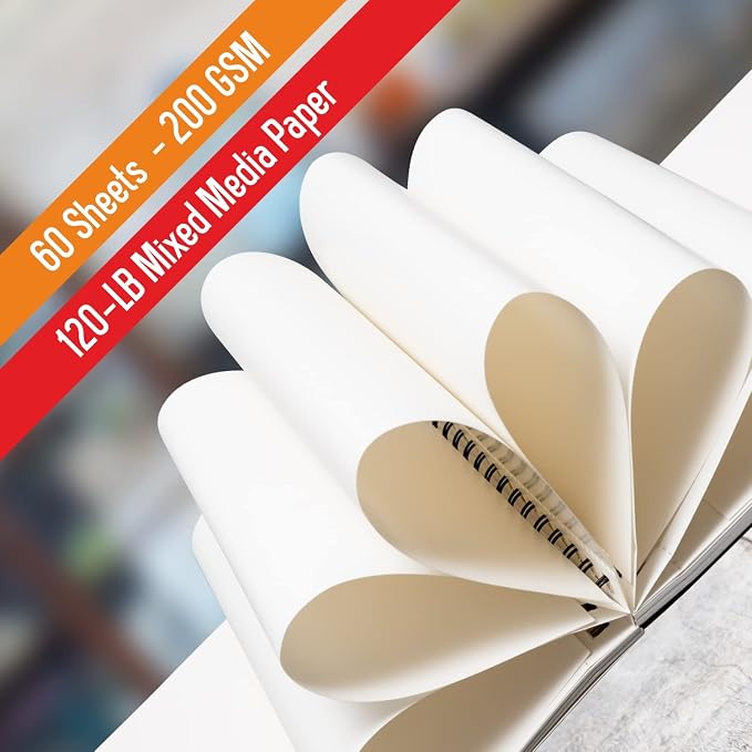 Mixed Media Sketchbook 8.11” x 8.5” | Spiral Bound Sketch Pad - Image 2