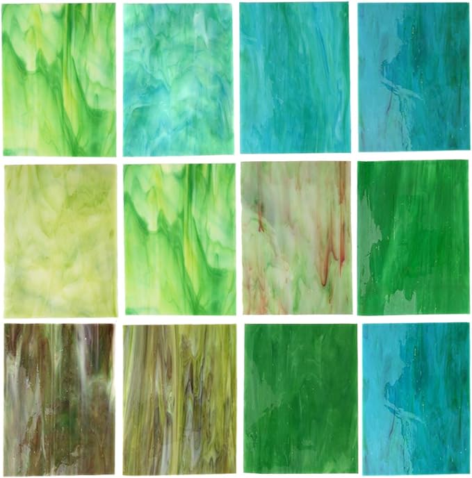 Lanyani 10 Sheets Variety Stained Glass Sheets Pack, 4 x 6 inch Large Cathedral by LanyaniArtGlassMosaics