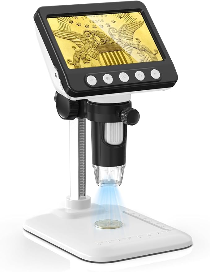 Coin Microscope, 4.3" LCD USB Digital 1000X 1080P Coin Magnifier | 8 Adjustable by DigitalMicroscope