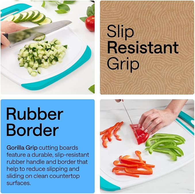 GORILLA GRIP BPA-Free Reversible Kitchen Cutting Board Set of 3, US Designed - Image 3