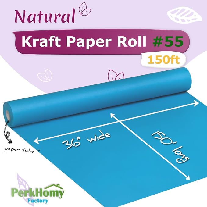 PerkHomy Lake Blue Kraft Paper Roll 36" x 1 - Image 2