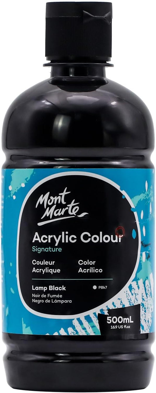 Mont Marte Signature Black Acrylic Paint, Semi-Matte Finish, Suitable by MontMarte