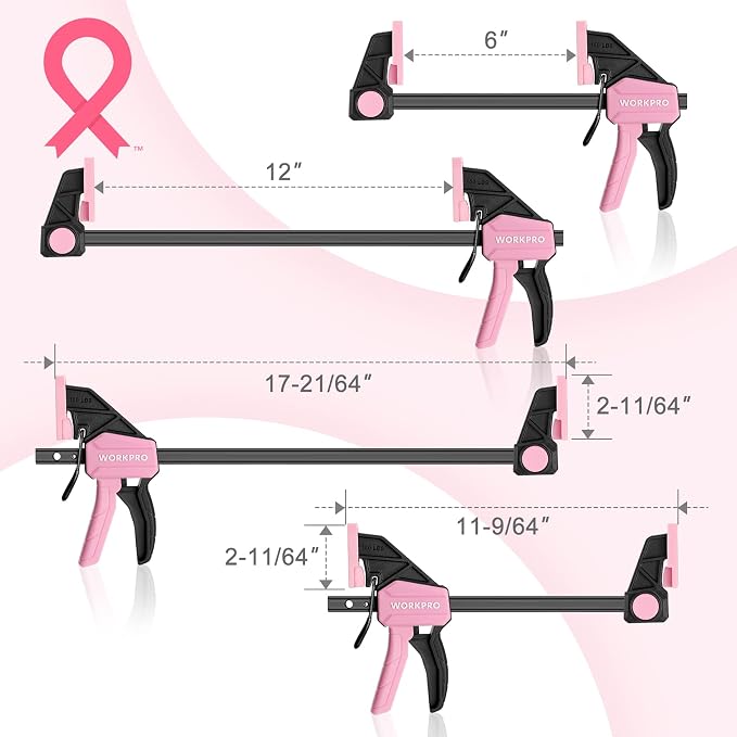 WORKPRO Bar Clamps for Woodworking, Light-Duty Quick-Change F Clamps - Image 2