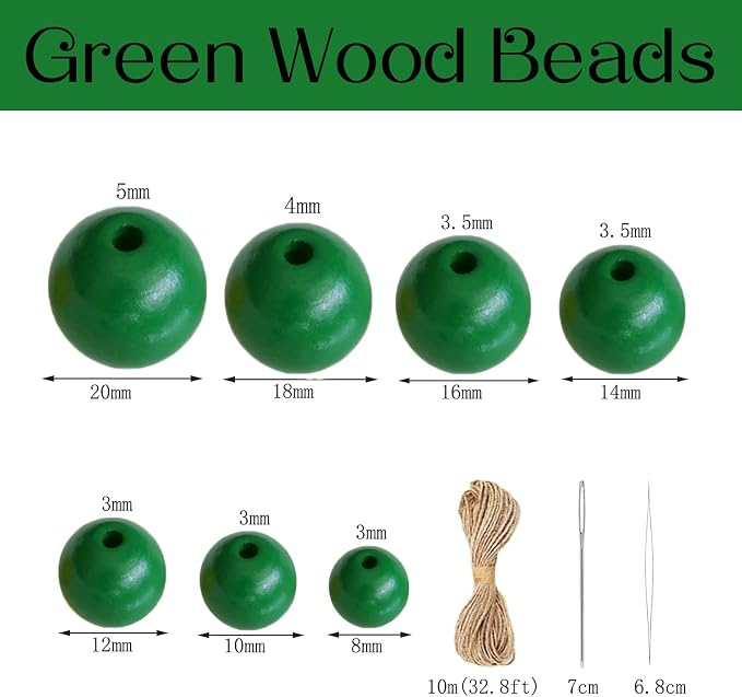 100 Pieces Green Wood Beads - 20mm - Image 2