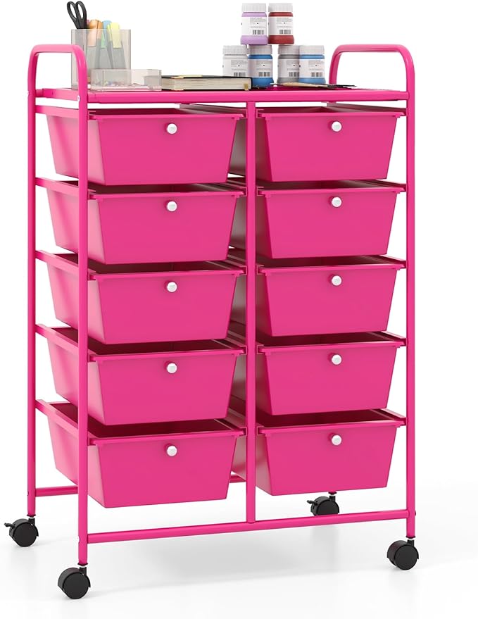 Giantex 10 Drawers Rolling Cart, Classroom Organizers, Storage Cart by Giantex