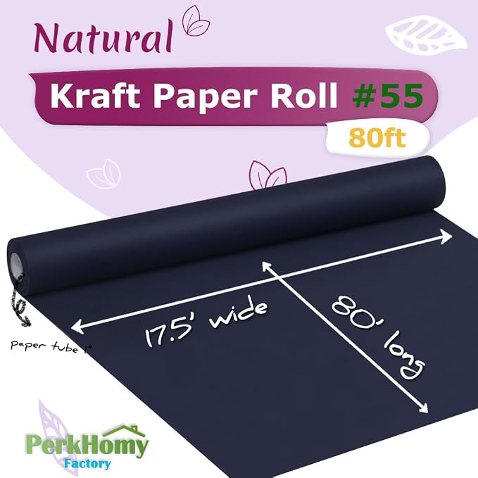 PerkHomy Navy Blue Kraft Paper Roll 17.5" x 960" - Image 2