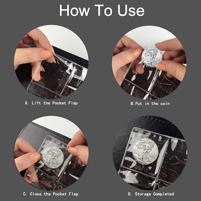 10 Sheets Coin Collection Supplies Pages, Coins Collecting Pocket Page - Image 6