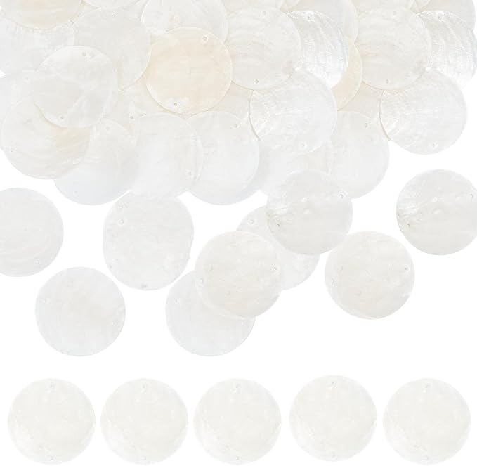 SUNNYCLUE 1 Box 50Pcs Shell Charms Capiz Shells Bulk Natural Seashell Connector by SUNNYCLUE