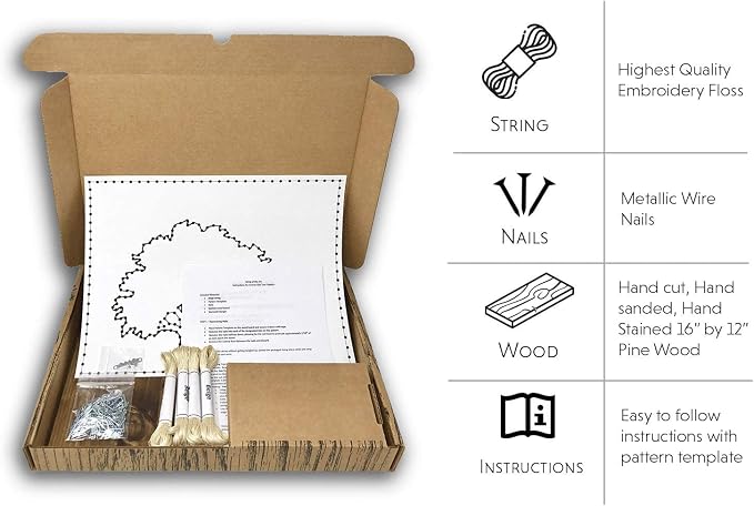 String of the Art Oak Tree String Art Kit, American Made DIY Craft Kit - Image 3
