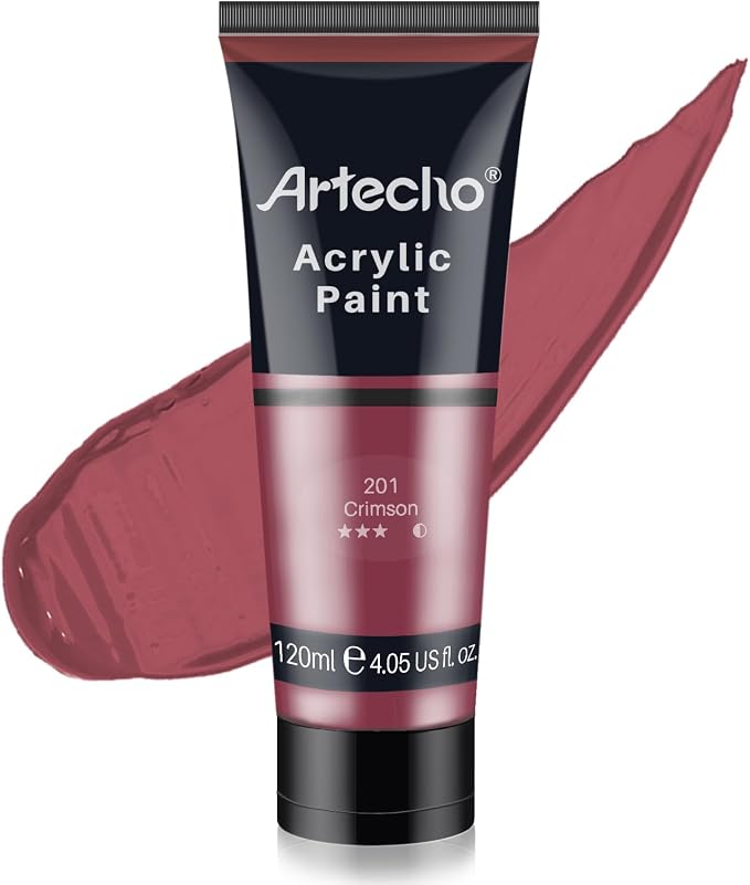 Artecho Red Acrylic Paint, Crimson Red Paint Tubes, Art Craft Paints by Artecho