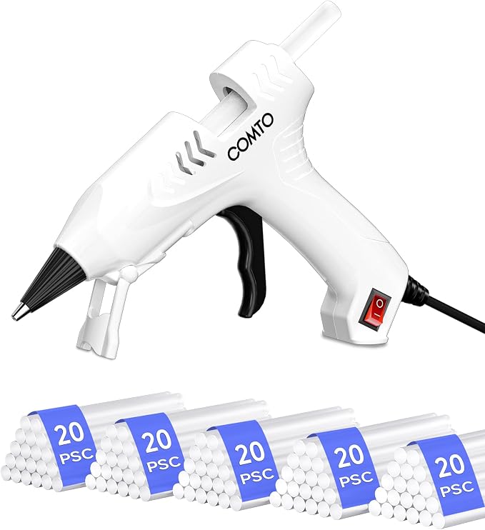 Mini Hot Glue Gun with 100 Glue Sticks, Precision Glue Flow, Extra-Long 55" Cord by COMTO