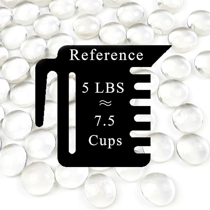 FANTIAN 5Lb Clear Glass Pebbles, Flat Glass Marbles, Decorative Glass Gem Stones - Image 3