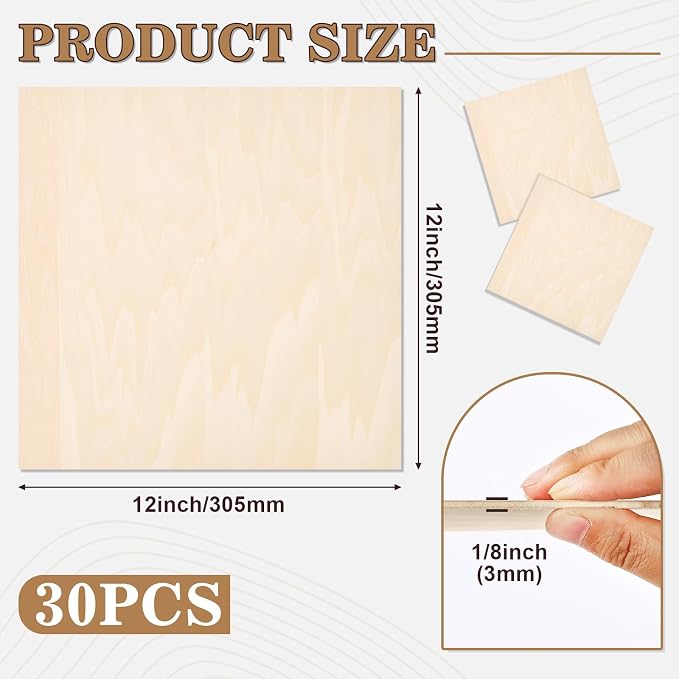 30 Pack Basswood Sheets for Crafts, Wood Burning, Architectural Models - Image 2