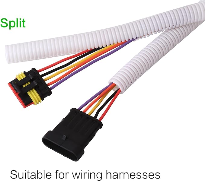 Alex Tech 25ft - 1/4 inch Split Wire Loom Tubing - White - Image 3