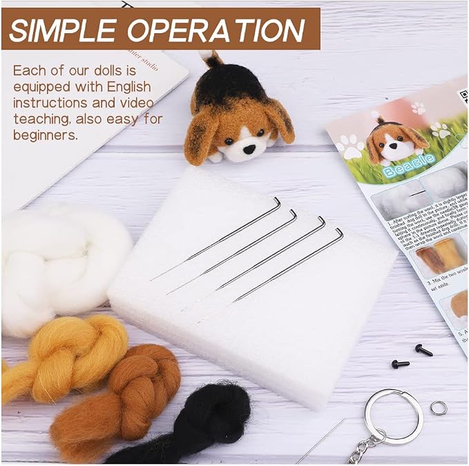 QMNNMA Needle Felting for Beginners, Beagle Needle Felting Set | DIY Wool Felt - Image 3
