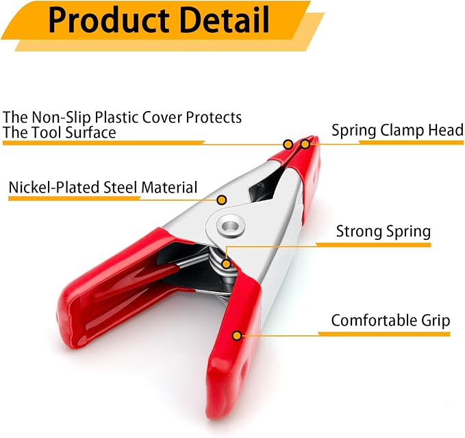 30 Pcs 2 Inch Small Spring Clamps, Heavy Duty Red metal Mini Clamps | - Image 3