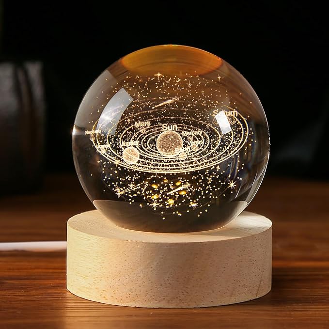 IFOLAINA 3D Solar System Crystal Ball 60mm Universe Gifts by IFOLAINA