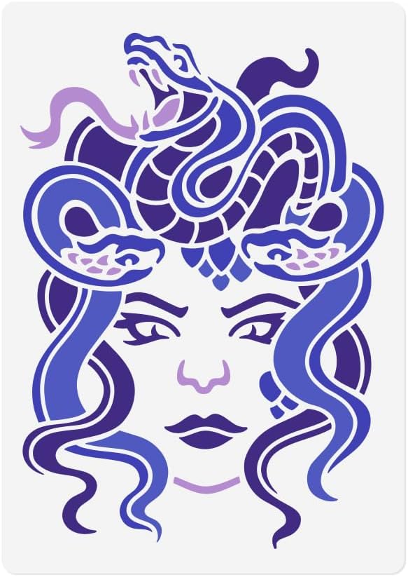 Medusa Stencil Templates 11.69 x 8.27 Inch Plastic Reusable Succubus Art Craft by Doodlream