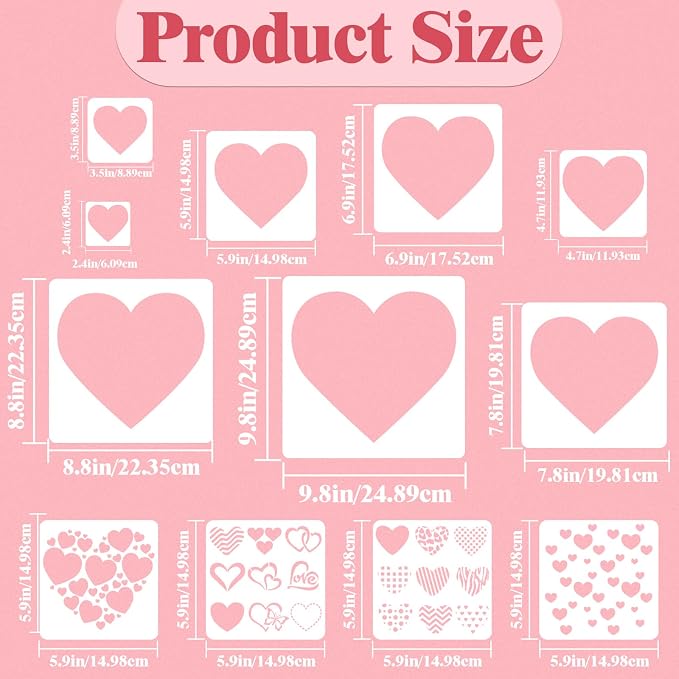 12 PCS Love Heart Stencils for Painting - Image 2