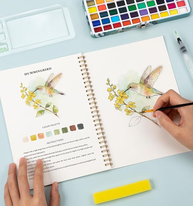 Watercolor Workbook Animals, Water Coloring Book, 12 Different Patterns of - Image 7