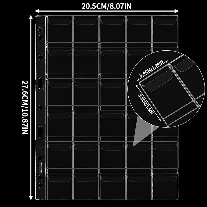 Coin Collecting Pages 5 Sheets 30 Pockets Standard 9Hole Coin Pocket Inserts - Image 2