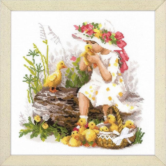 RIOLIS - Girl with Ducklings 1781, Animals Cross Stitch Kits 11, Cross Stitch by RIOLIS