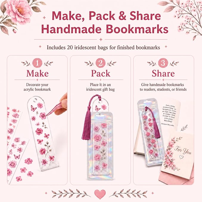 DIY Bookmark Making Kit, 20 Clear Acrylic Bookmark Blanks 5.9 x 2 in - Image 7
