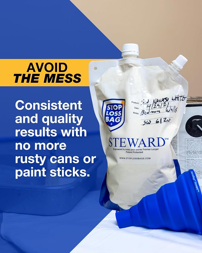 8 Reusable Paint Storage Bags 1L Leftover Paint Containers, Funnel and Clip | - Image 7