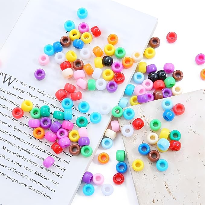 2000+ Pony Beads Bulk 6x9mm Multi-Colored Plastic Craft Beads Set, Bulk Hair - Image 3