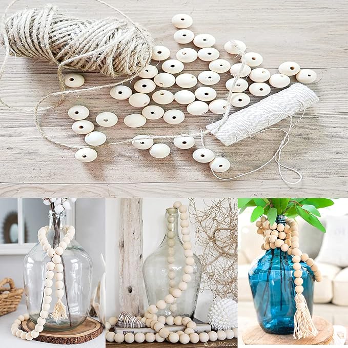 16mm Wooden Beads for Craft, Bead Garland, Farmhouse Decor - Image 5
