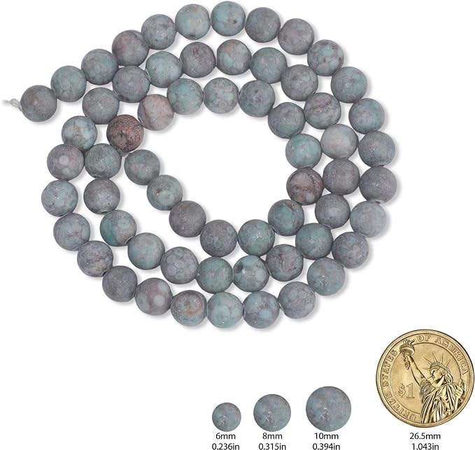 36pcs Natural Matte Cyan YuHua Gemstone Beads，10mm Frosted Round Loose Stone - Image 2