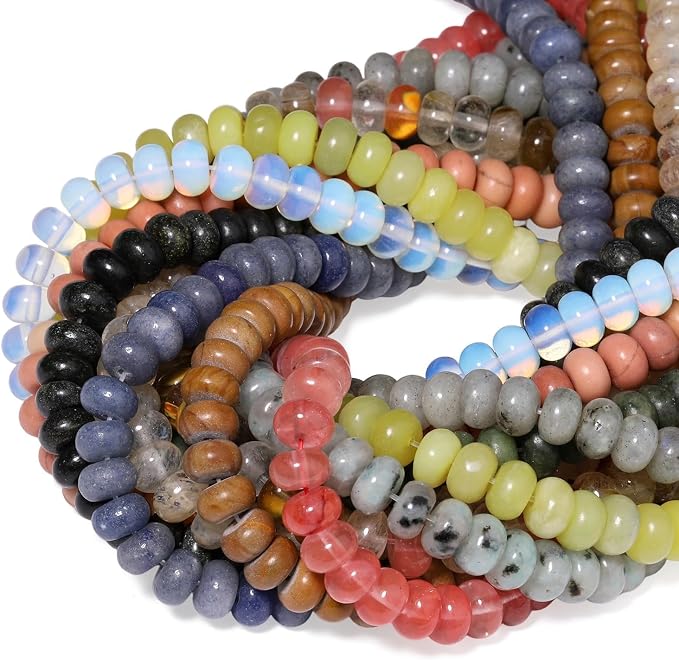 Songxi 5x8mm Natural Yellow Jade Stone Rondelle Beads, Gemstone - Image 9