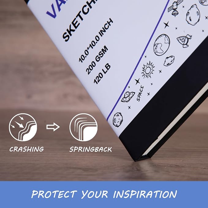 Vanrtto Hardcover Square Sketch Book, Mixed Media Sketchbook 8x8 Inch | - Image 5