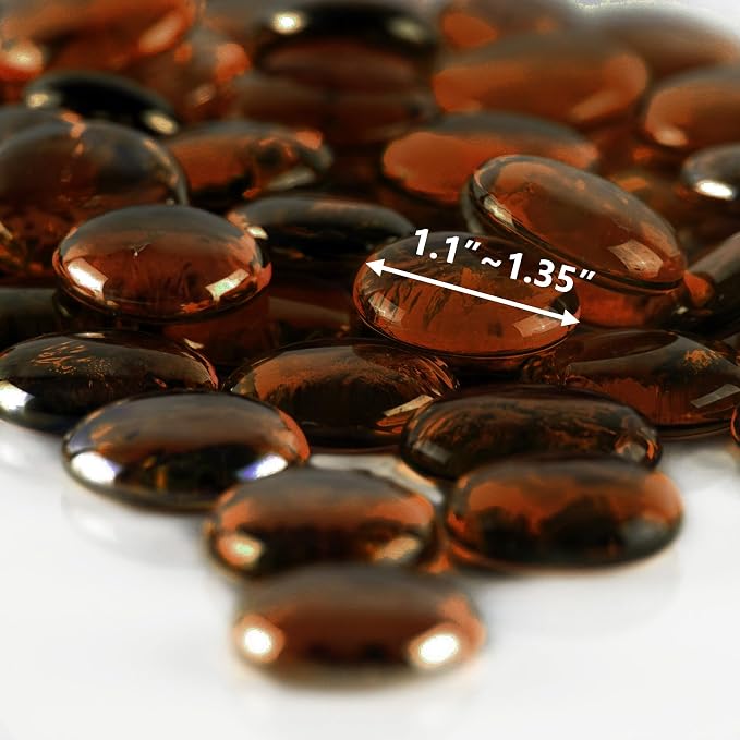 CYS EXCEL X-Large 1.1"-1.35" Dark Amber Glass Flat Gemstone Vase Fillers Marble - Image 3
