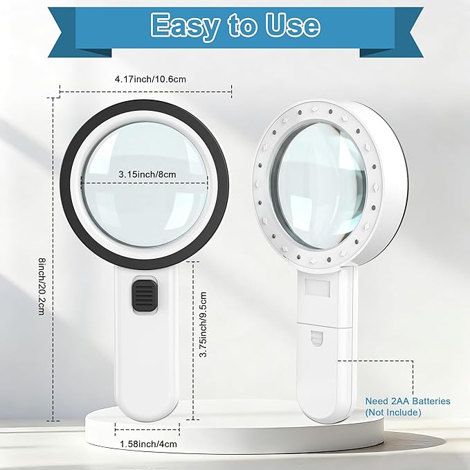 Nazano Magnifying Glass with Light, Ultra-Clear Lightweight Handheld Reading - Image 4