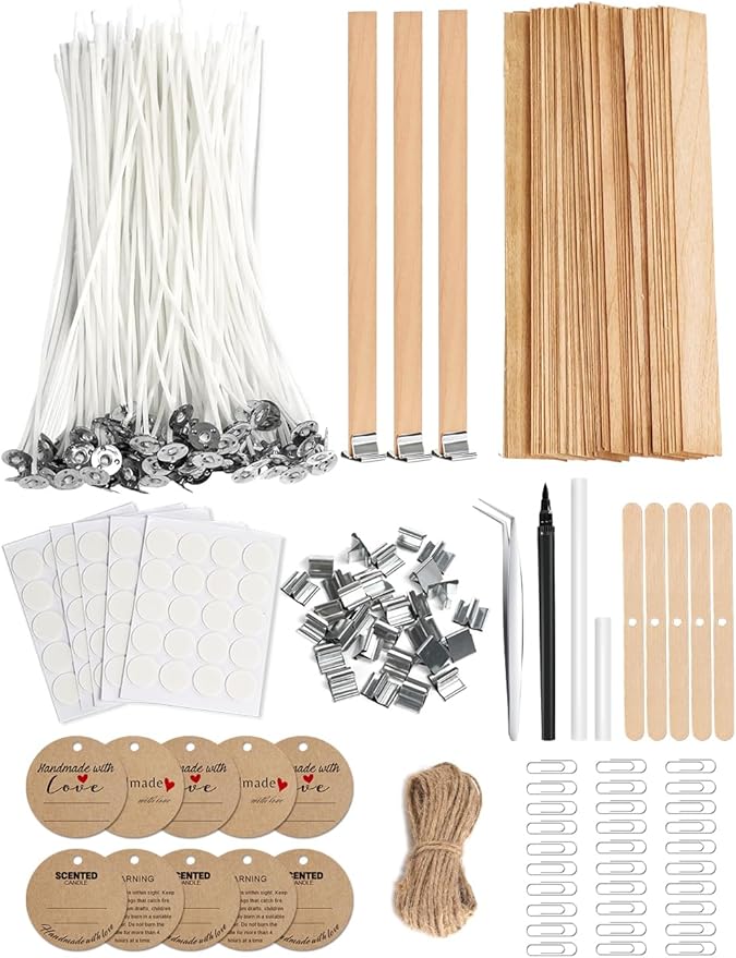 Multiwins 130 Pcs Candle Wicks for Candle Making Kit: 100 Cotton & 30 Wood Wicks by multiwins