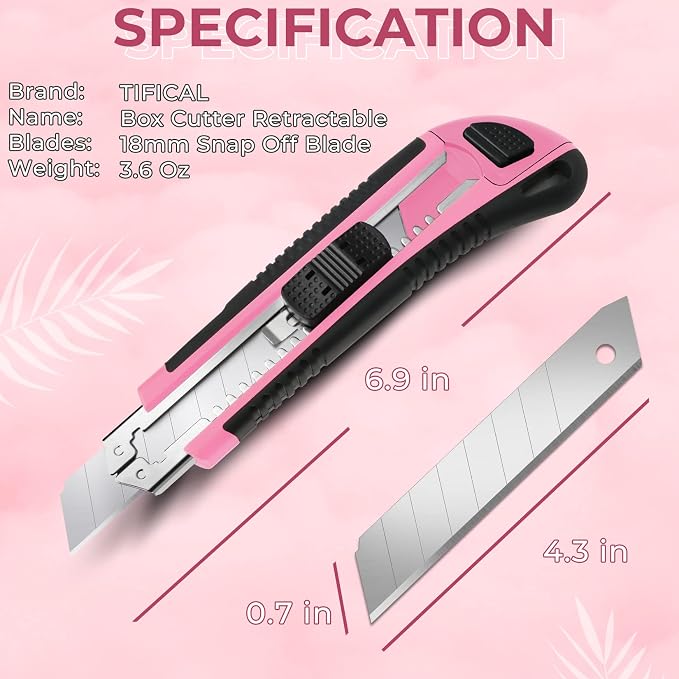 3-Pack Box Cutter, 18mm Wide Blade Utility Knife Retractable, Exacto Knife - Image 6