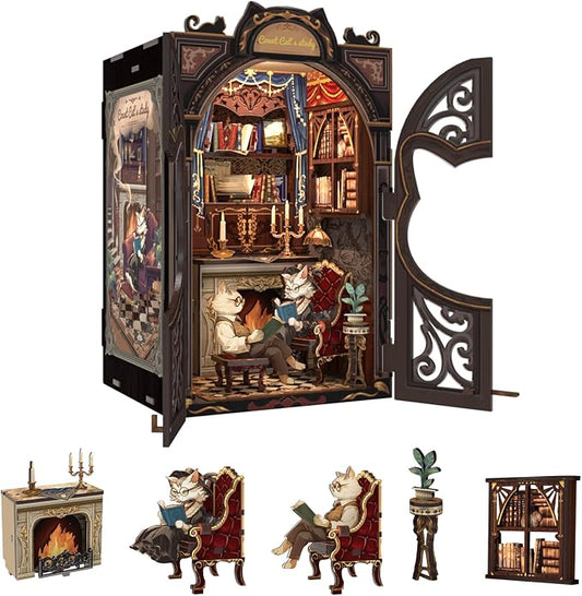 Book Nook Kit Cat Miniature House Kit by FsolisDIYDollhouse