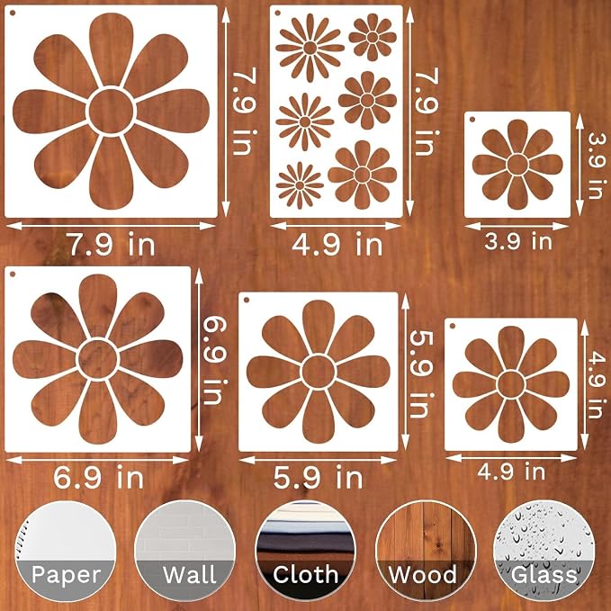 Large Flower Stencils for Painting, Plastic Reusable Floral Paint Stencils for - Image 5