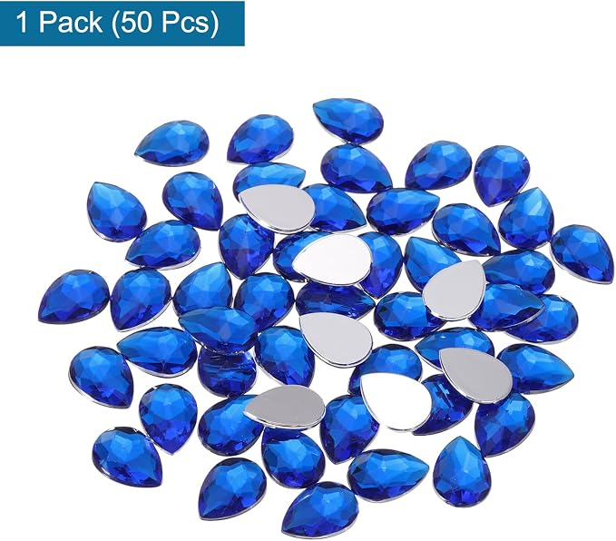 MECCANIXITY 50PCS Flat Back Acrylic Teardrop Gems 10x14mm Artificial Rhinestones - Image 3