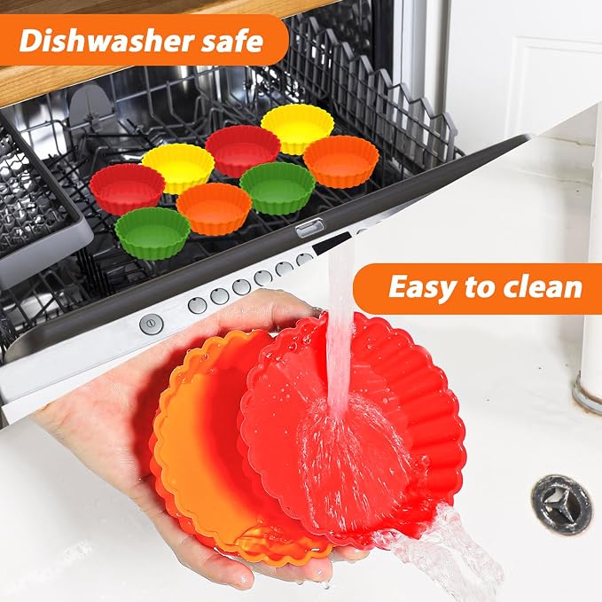 Webake Silicone Mini Tart Pan 4 Inch Non-stick Mini Quiche Molds Small Pie - Image 4