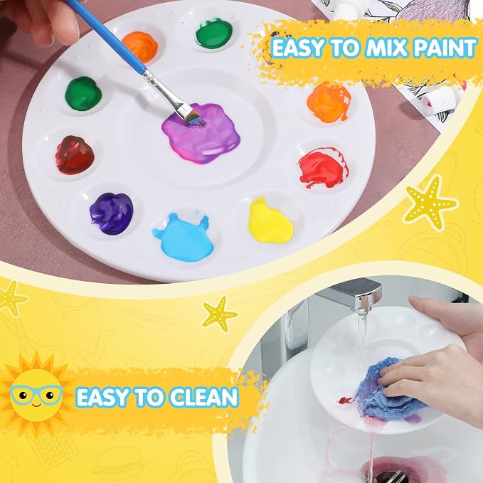 200 Pack Back to School Paint Palettes Bulk 6.7 Inch Round Washable Plastic - Image 3