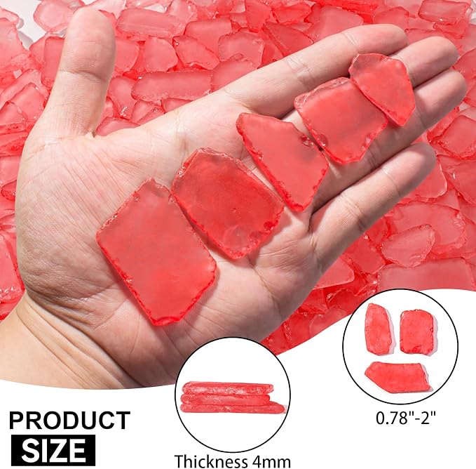 Keedolla Tumbled Sea Glass for Crafts - 10 OZ Red Flat Frosted Seaglass Pieces - Image 3