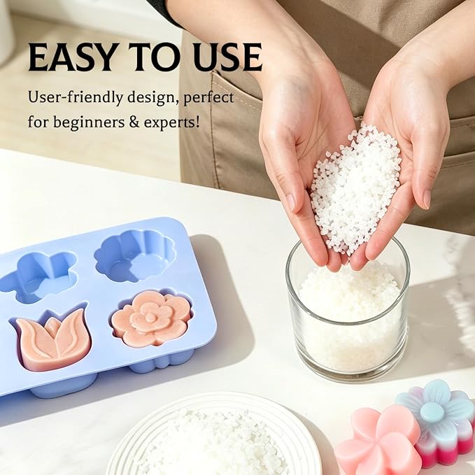 SJ Silicone Molds for Crafts, Flower Soap Molds 2 Pack | 6 Floral Designs - Image 7