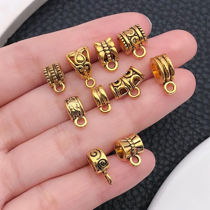WOCRAFT 60pcs Antique Gold Bails Charms Bracelet Charms - Image 2